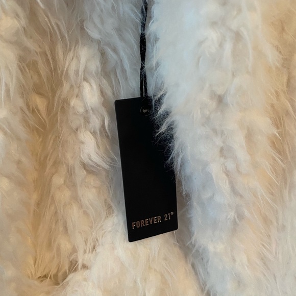 Forever 21 White Teddy Jacket Plush Faux Fur - Picture 6 of 8